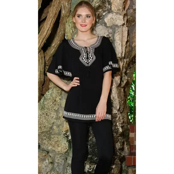 Embroidered Mini Tunic Cover Up for Beachwear - Picture 4 of 6